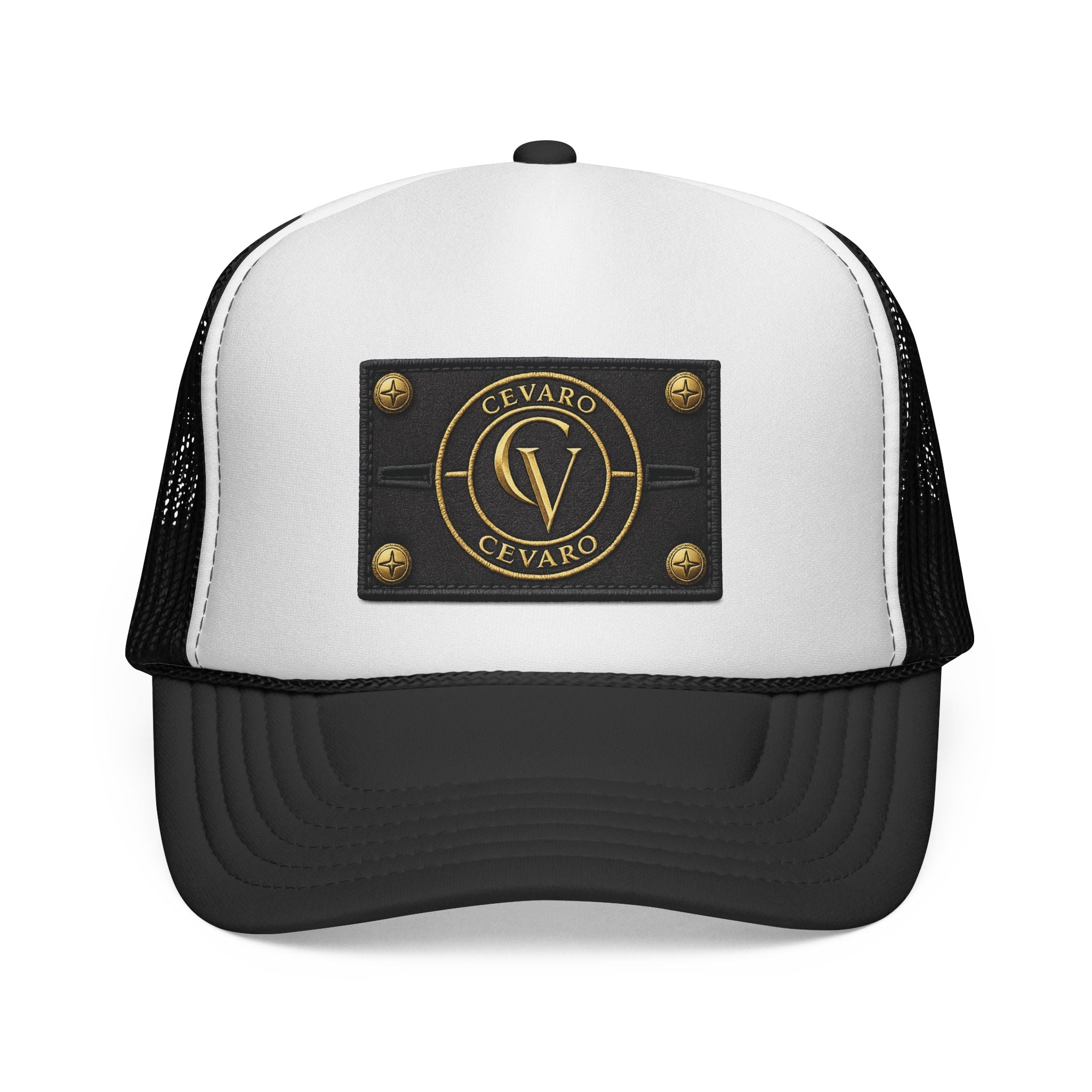 Cevaro Leather Patch Trucker Cap
