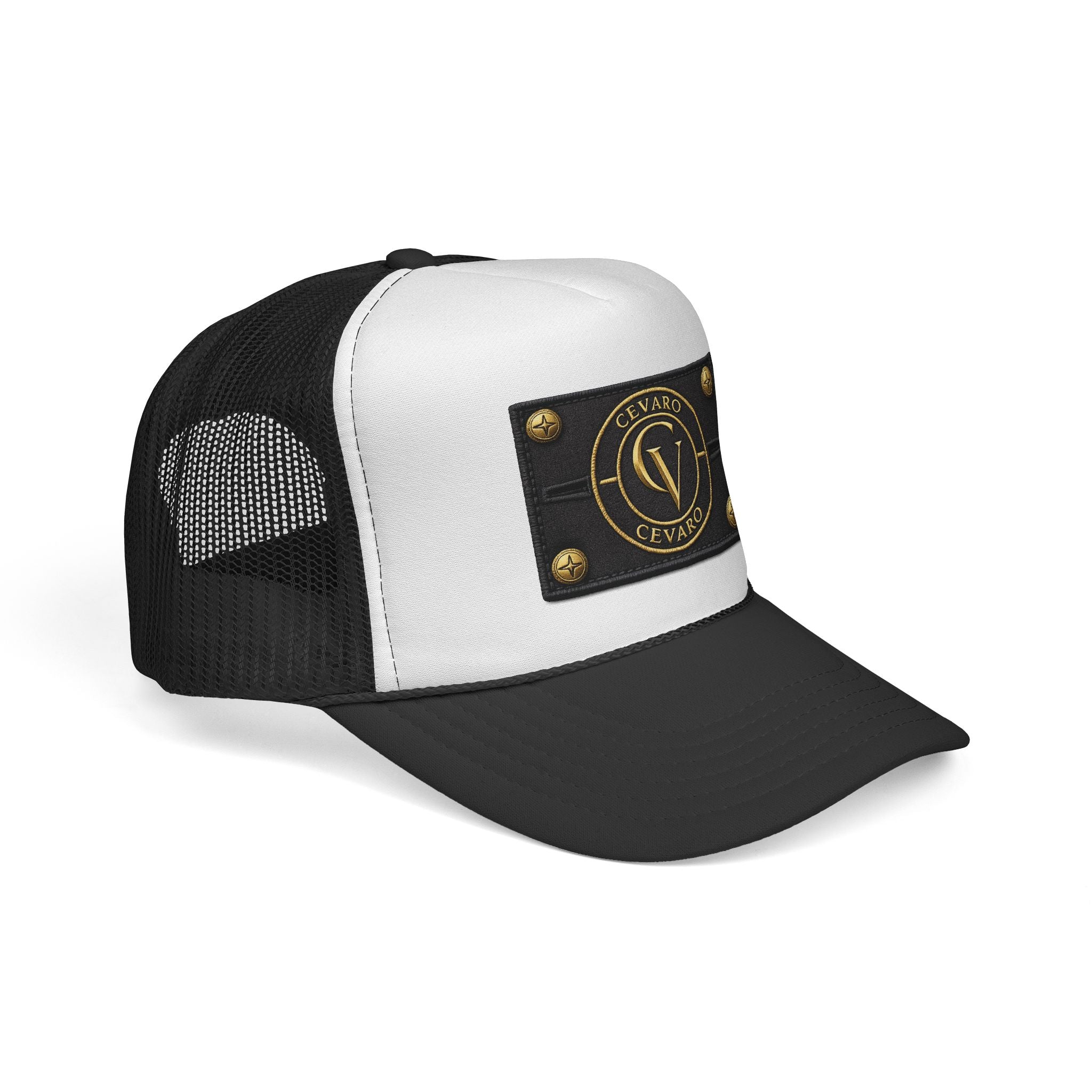 Cevaro Leather Patch Trucker Cap