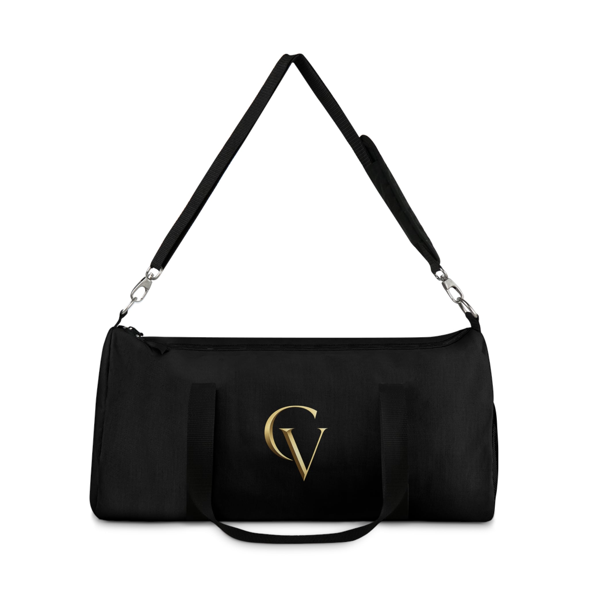 Cevaro Black Gym Duffel Bag – Elegant Gold Initial Travel & Sports Bag