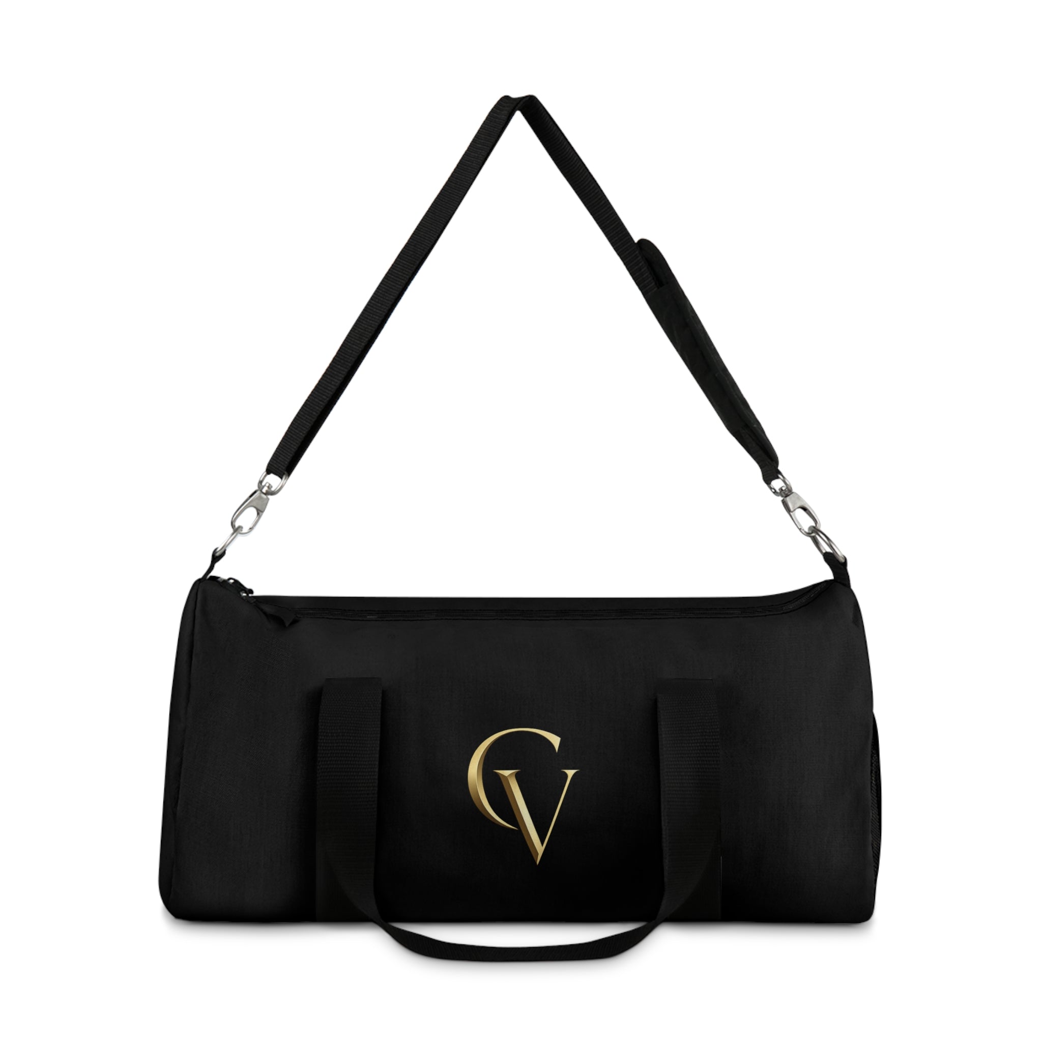 Cevaro Black Gym Duffel Bag – Elegant Gold Initial Travel & Sports Bag