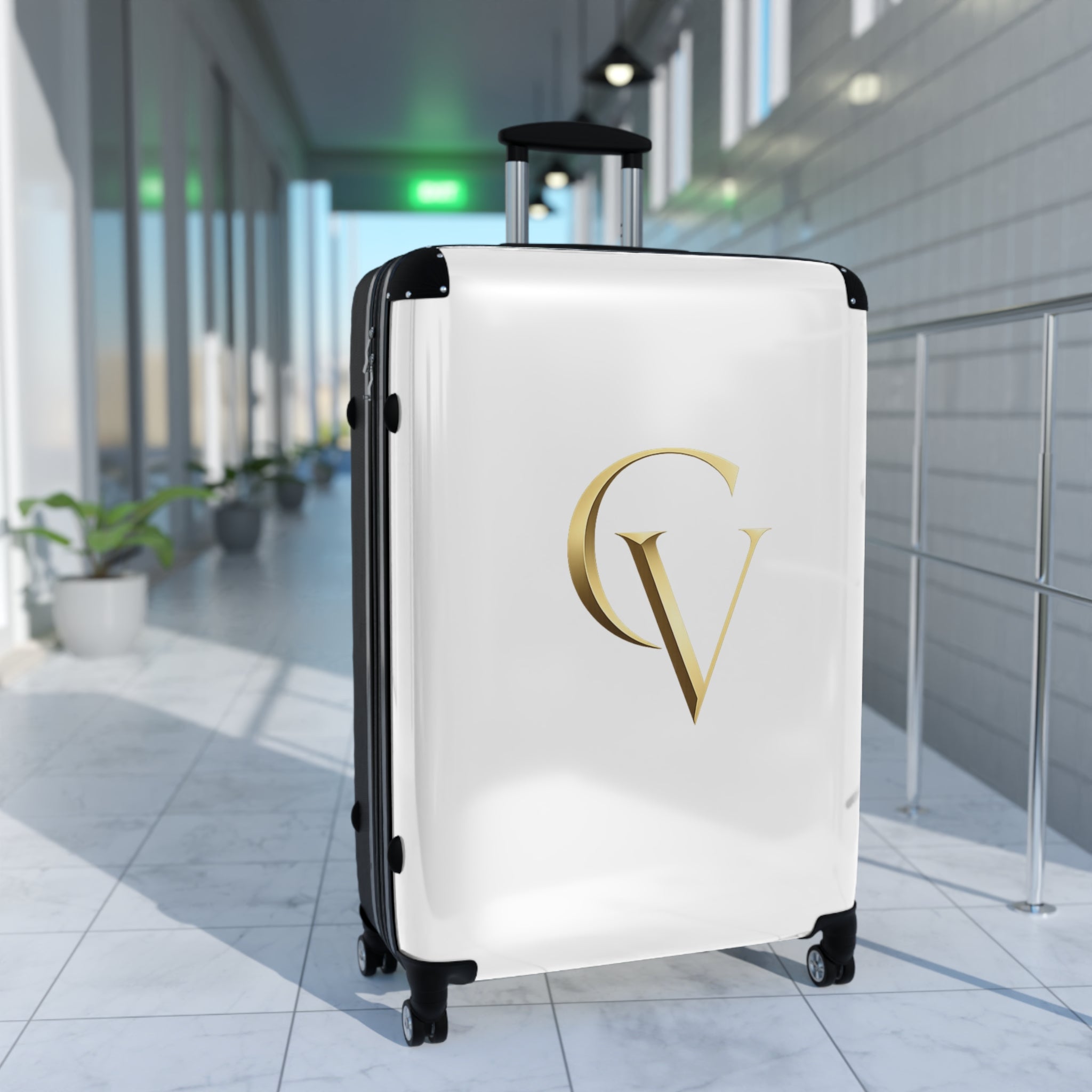 Cevaro Carry-On Suitcase — Gold Initial Travel Luggage