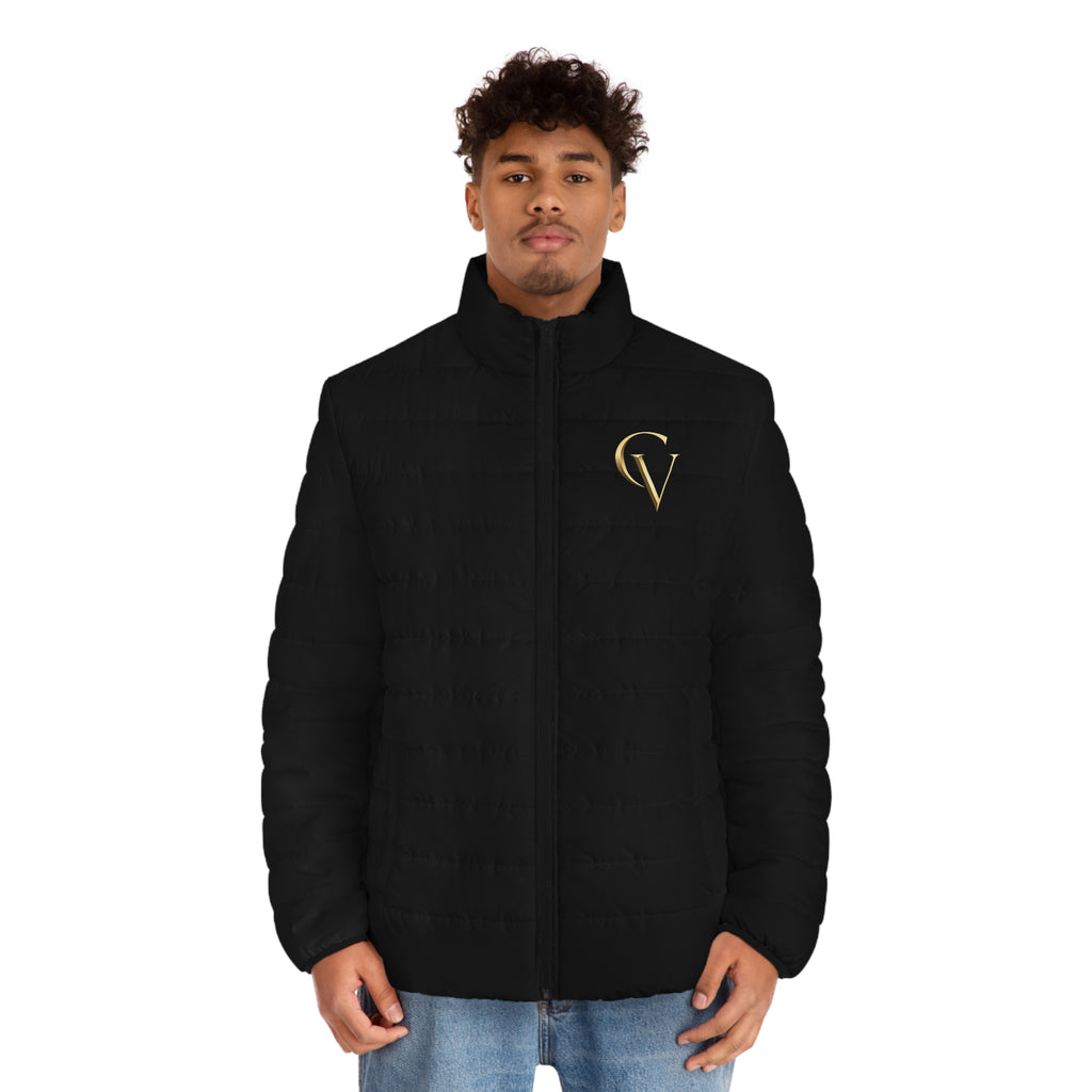Men's Black Puffer Jacket with Gold Cevaro