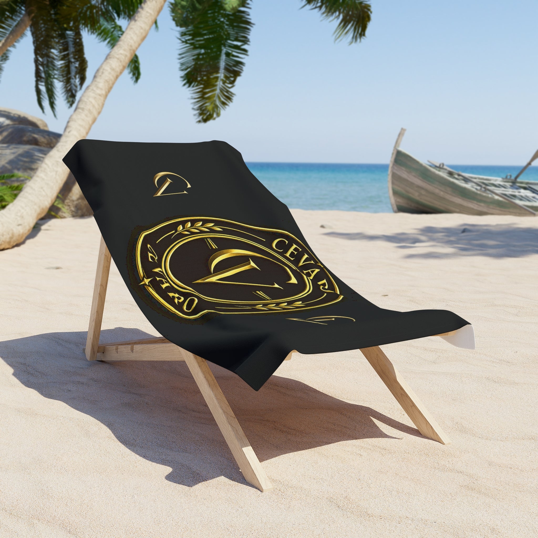 Luxury Black & Gold Cevaro Beach Towel