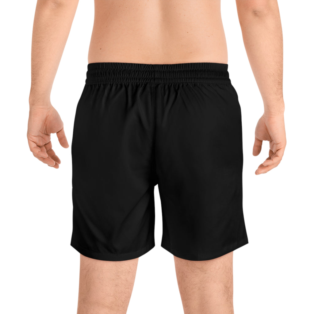 Men's Black Swim Shorts with Cevaro - Mid-Length Beach Trunks