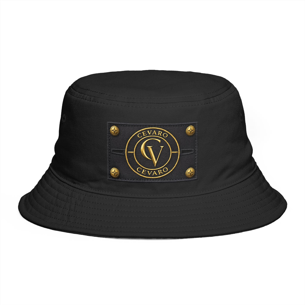 Black Bucket Hat with Gold Cevaro Streetwear