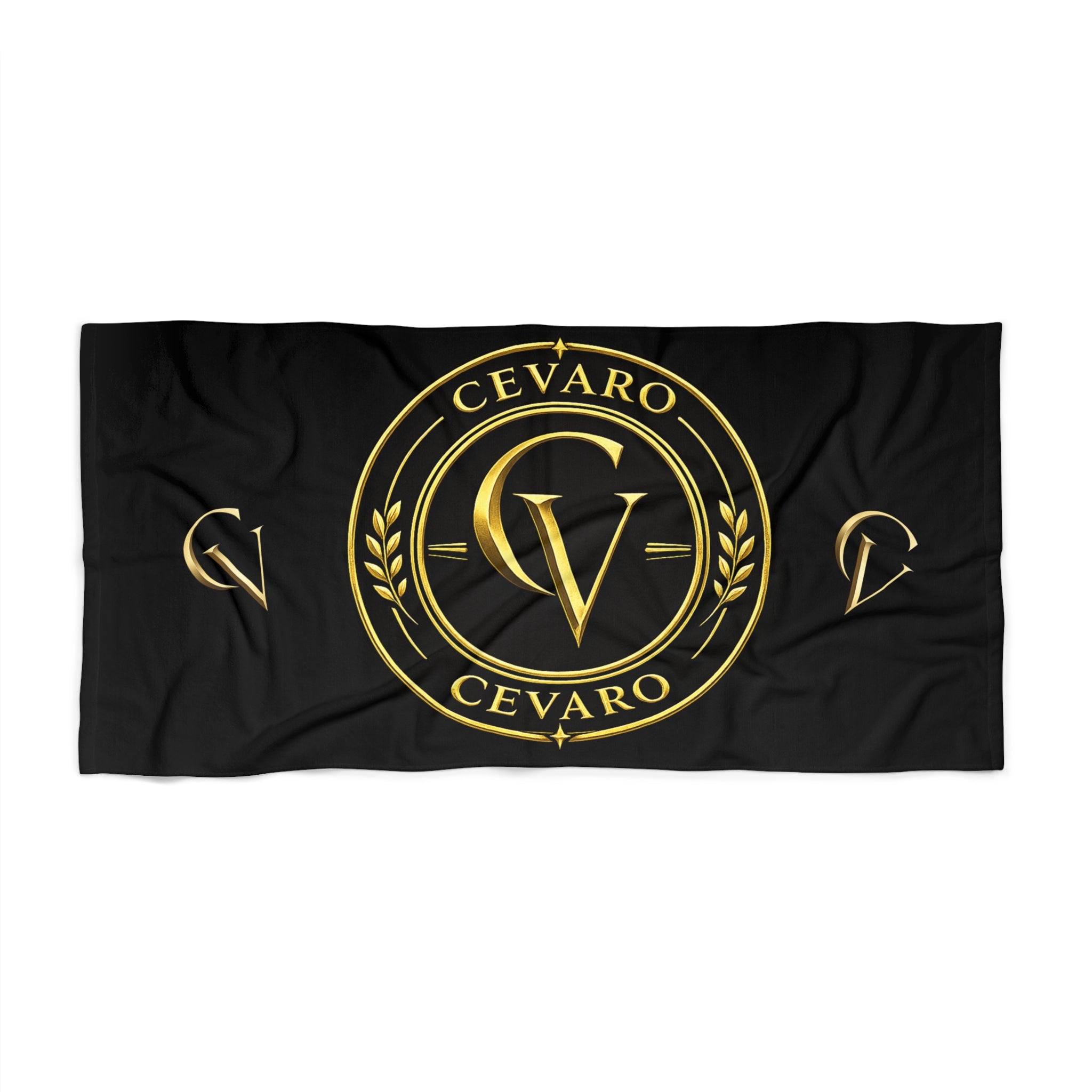 Luxury Black & Gold Cevaro Beach Towel