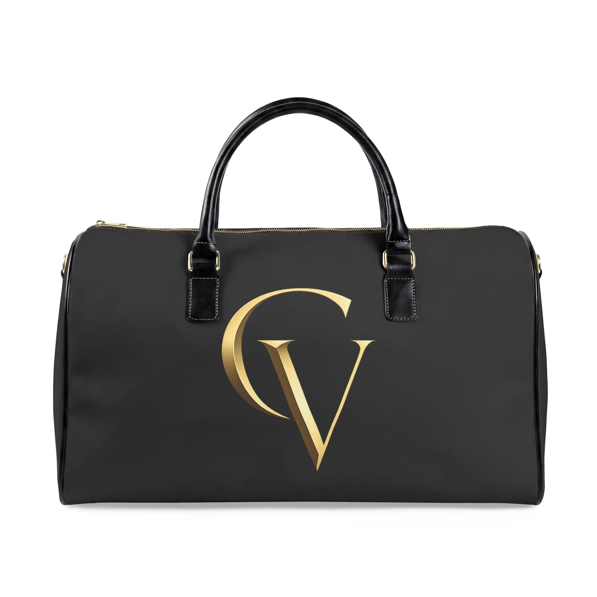 Cevaro - CV Faux Leather Travel Bag — Luxury Black Weekender Duffle