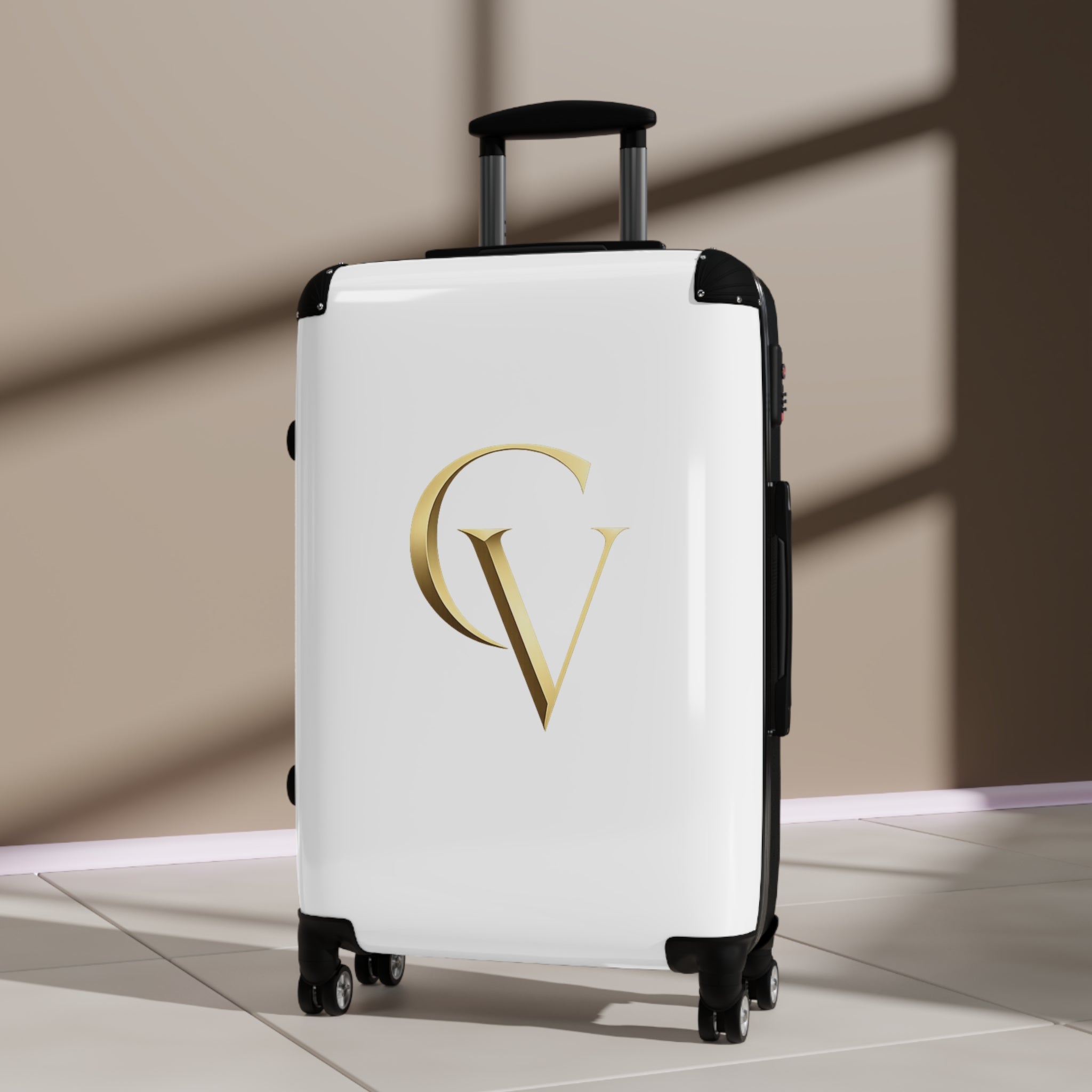 Cevaro Carry-On Suitcase — Gold Initial Travel Luggage