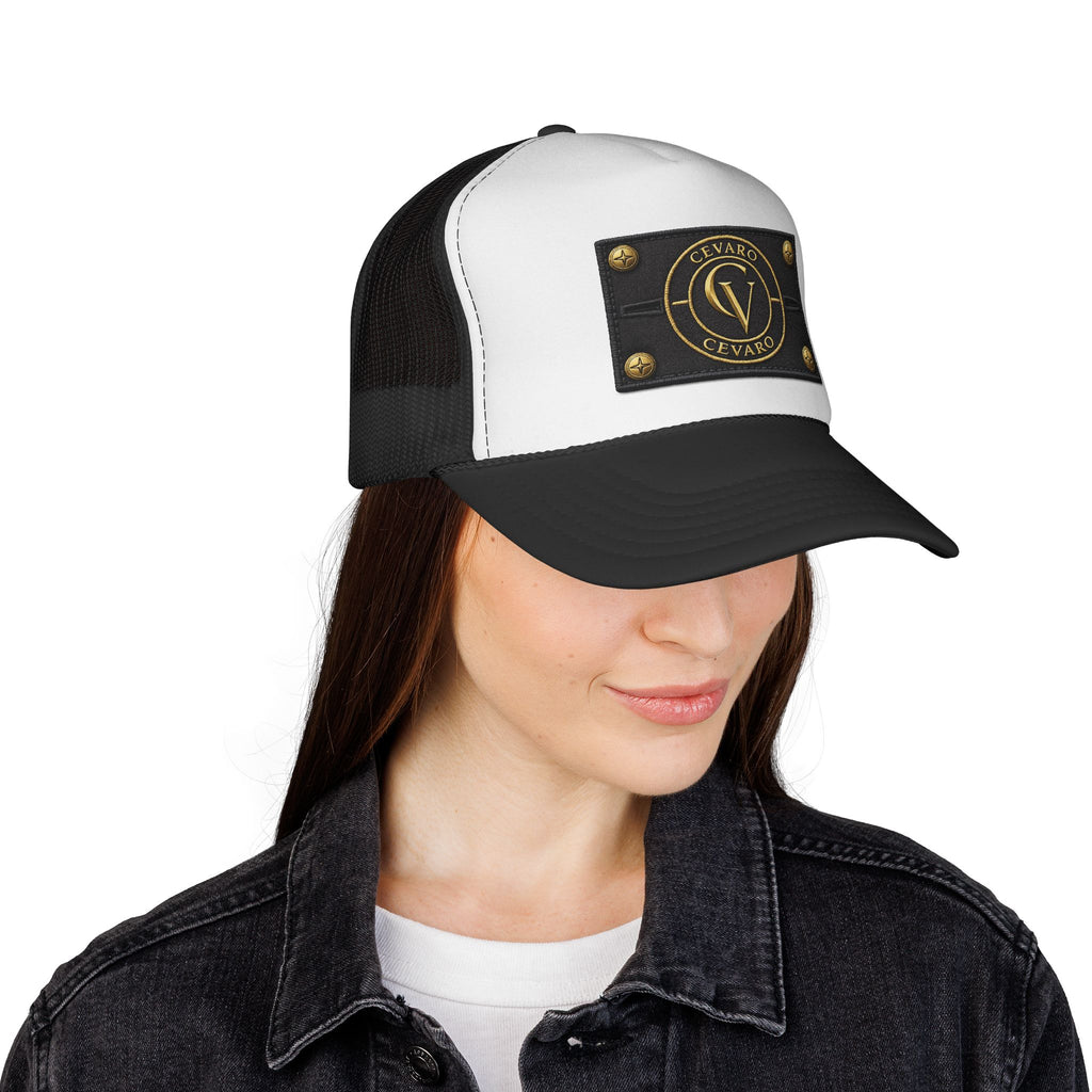 Cevaro Leather Patch Trucker Cap