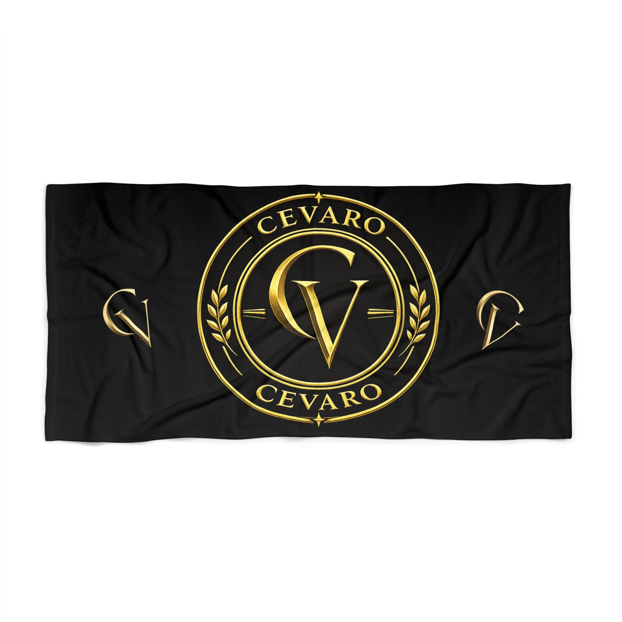 Luxury Black & Gold Cevaro Beach Towel