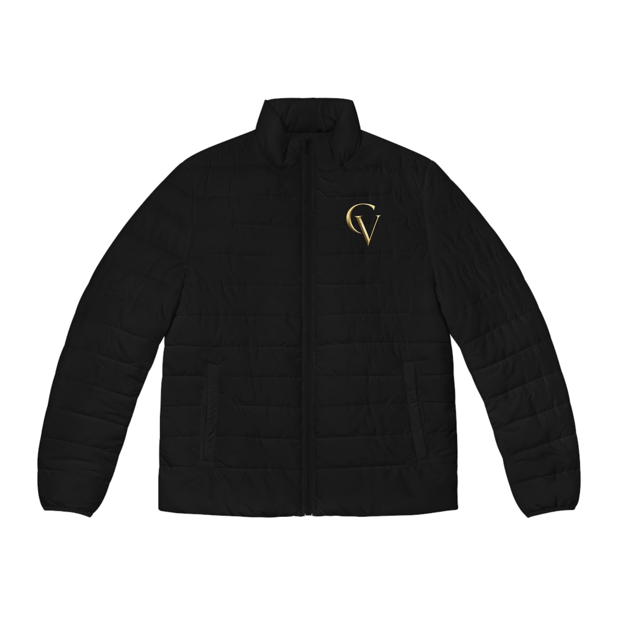 Men's Black Puffer Jacket with Gold Cevaro