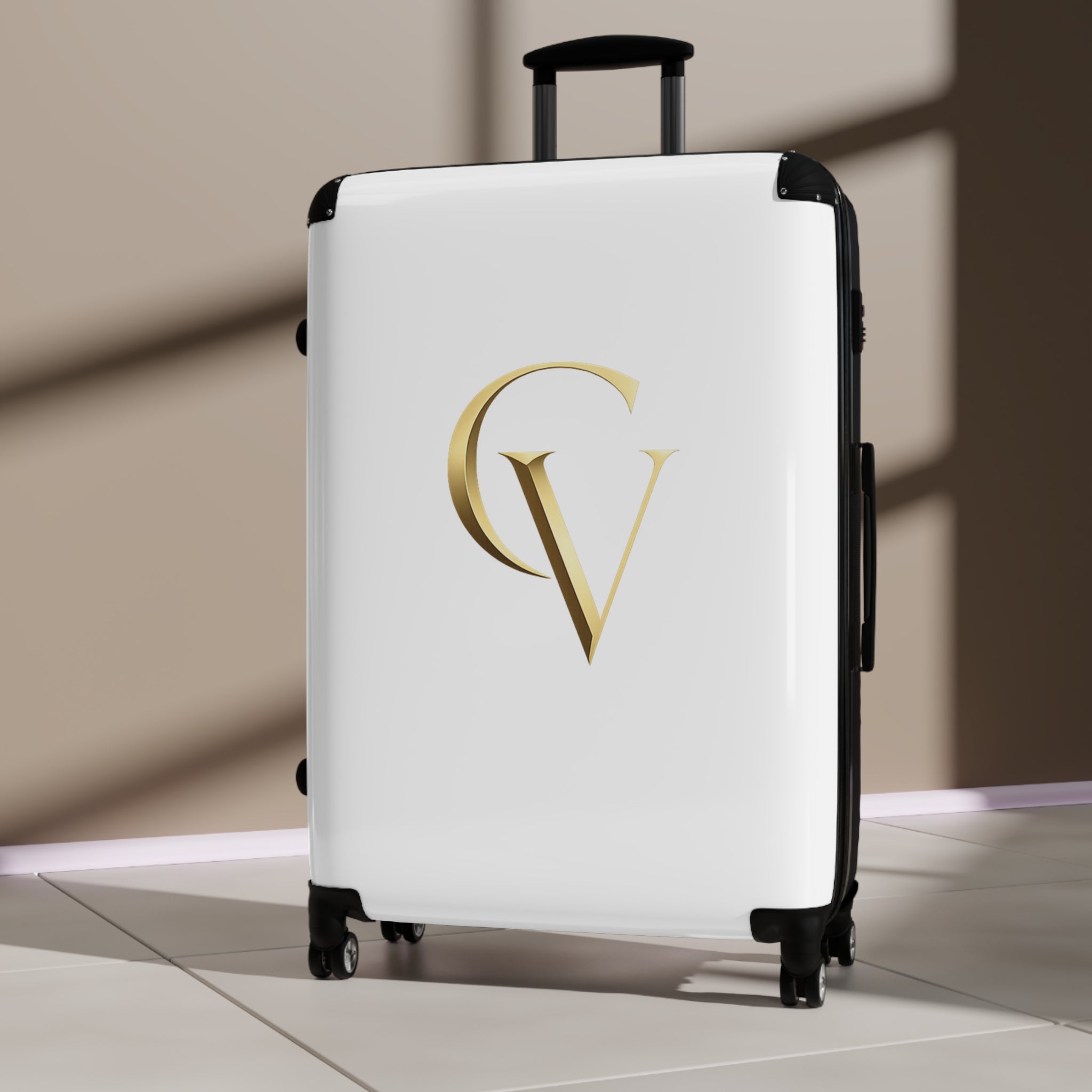 Cevaro Carry-On Suitcase — Gold Initial Travel Luggage