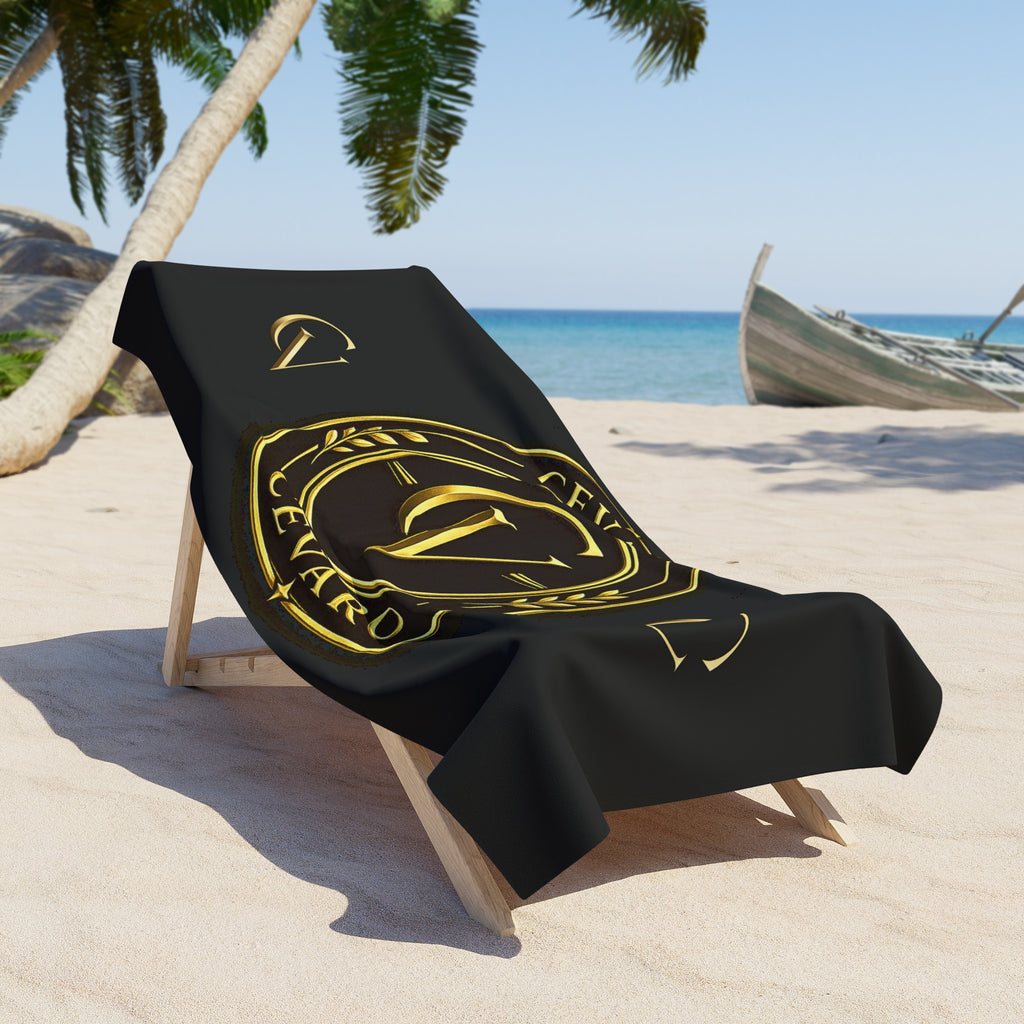 Luxury Black & Gold Cevaro Beach Towel
