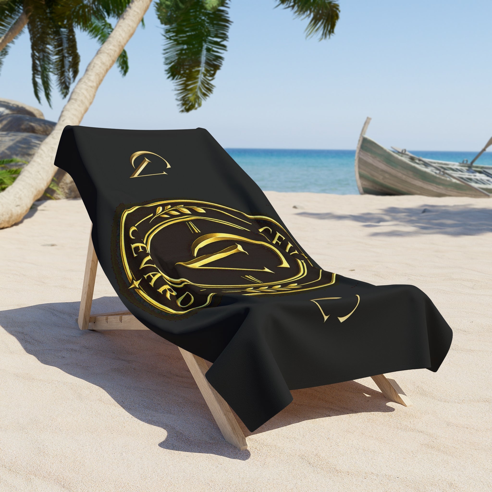 Luxury Black & Gold Cevaro Beach Towel