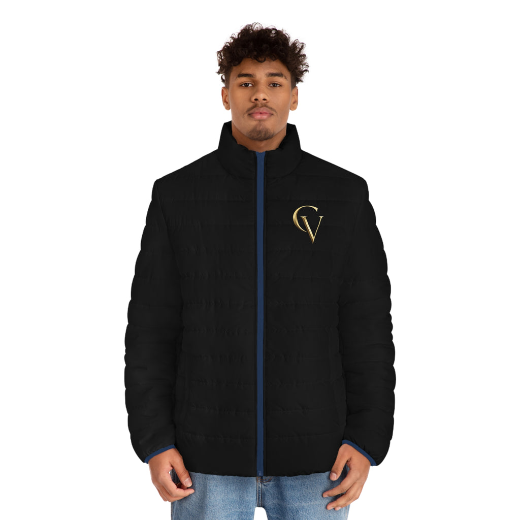 Men's Black Puffer Jacket with Gold Cevaro