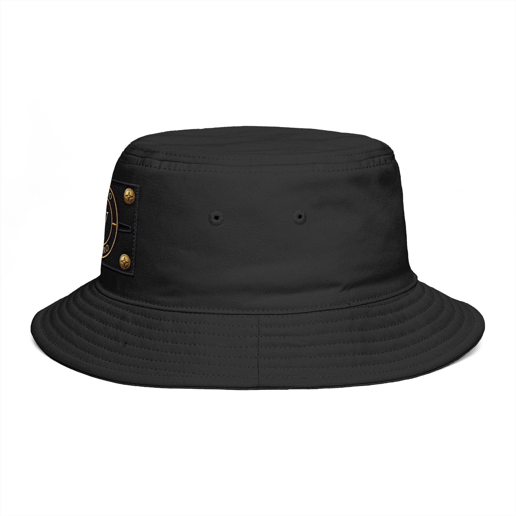 Black Bucket Hat with Gold Cevaro Streetwear
