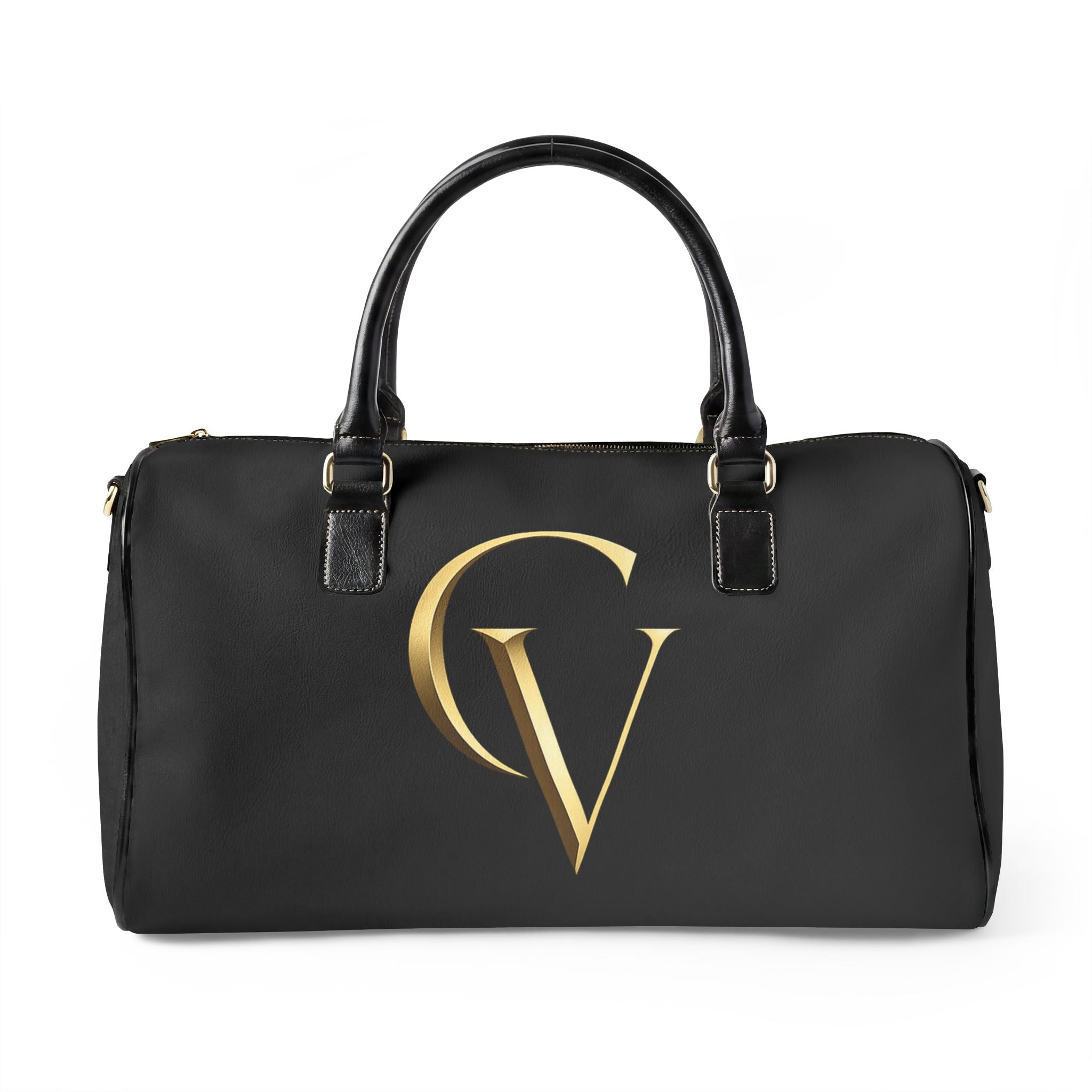 Cevaro - CV Faux Leather Travel Bag — Luxury Black Weekender Duffle