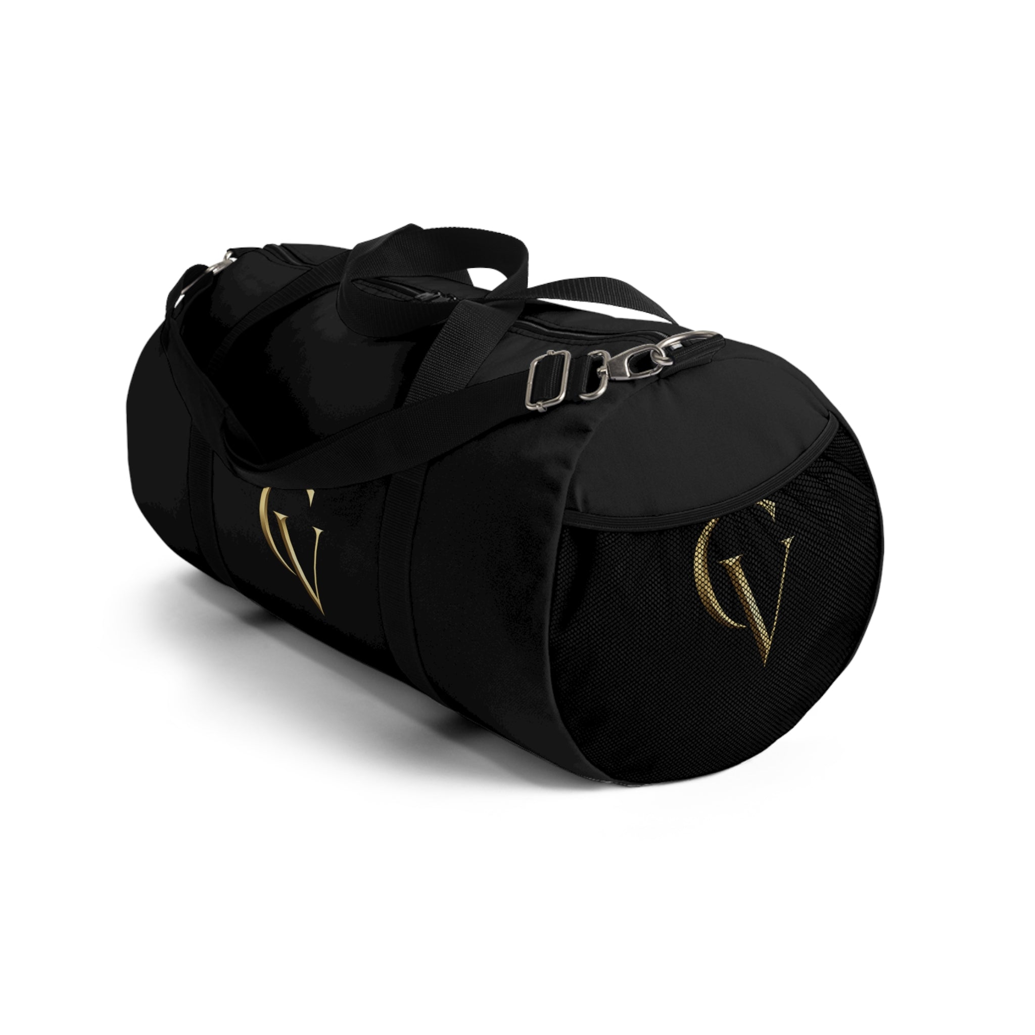Cevaro Black Gym Duffel Bag – Elegant Gold Initial Travel & Sports Bag