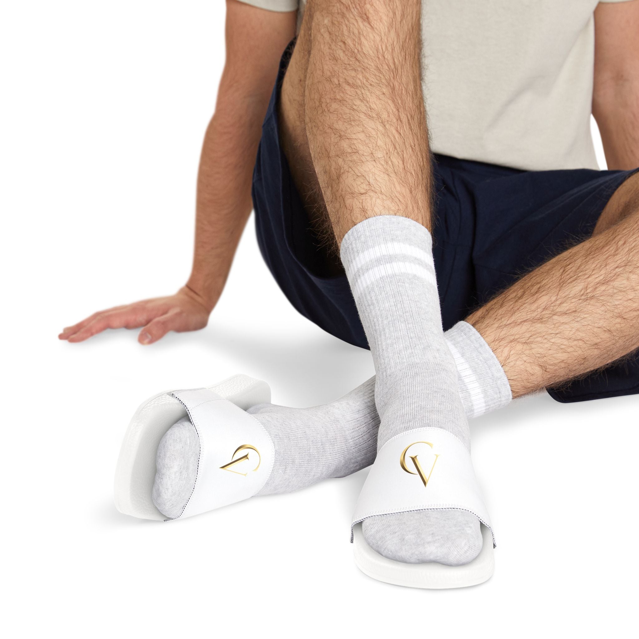 Men's Cevaro Slide Sandals — Removable Strap White Slides