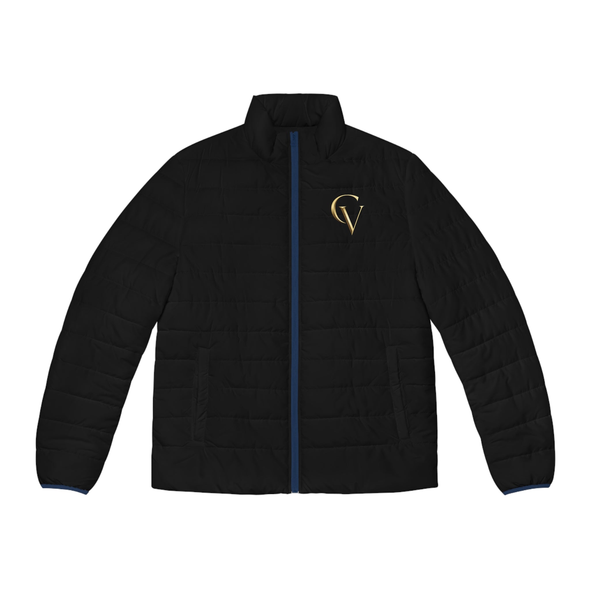 Men's Black Puffer Jacket with Gold Cevaro